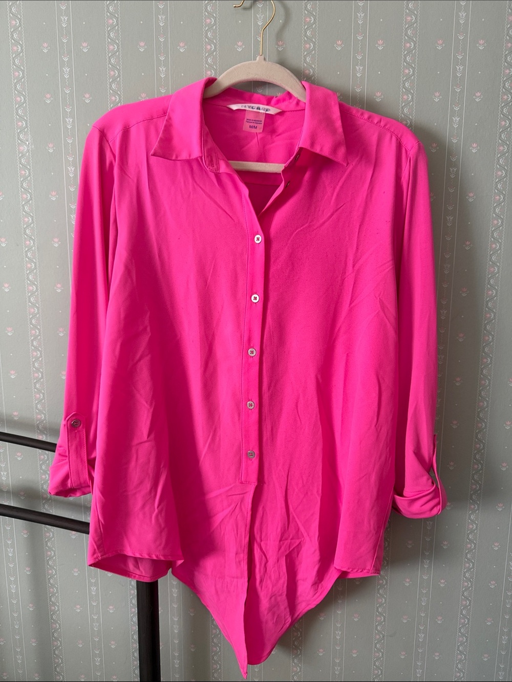 Peter Nygard Hot Pink Longline Button-Down Shirt